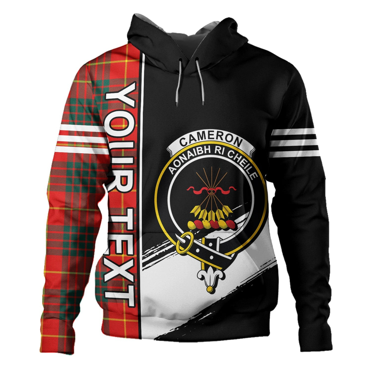 ScotsTee Shop Scottish Cameron Modern 2 Clan Crest Tartan Hoodie Quarter Personalized