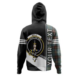 ScotsTee Shop Scottish Bell of the Borders Weathered Clan Crest Tartan Hoodie Quarter Personalized