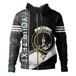 ScotsTee Shop Scottish Bell of the Borders Weathered Clan Crest Tartan Hoodie Quarter Personalized