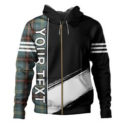 ScotsTee Shop Scottish Bell of the Borders Weathered Clan Crest Tartan Hoodie Quarter Personalized