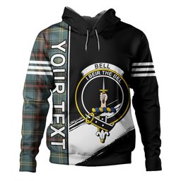 ScotsTee Shop Scottish Bell of the Borders Weathered Clan Crest Tartan Hoodie Quarter Personalized