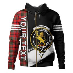 ScotsTee Shop Scottish Brown of Castledean (Broun of Castledean) Modern Clan Crest Tartan Hoodie Quarter Personalized