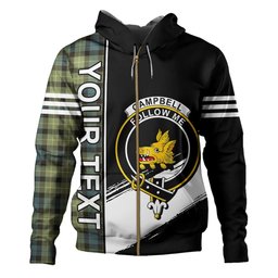 ScotsTee Shop Scottish Campbell of Breadalbane 1819 Weathered 2 Clan Crest Tartan Hoodie Quarter Personalized