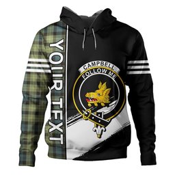 ScotsTee Shop Scottish Campbell of Breadalbane 1819 Weathered 2 Clan Crest Tartan Hoodie Quarter Personalized