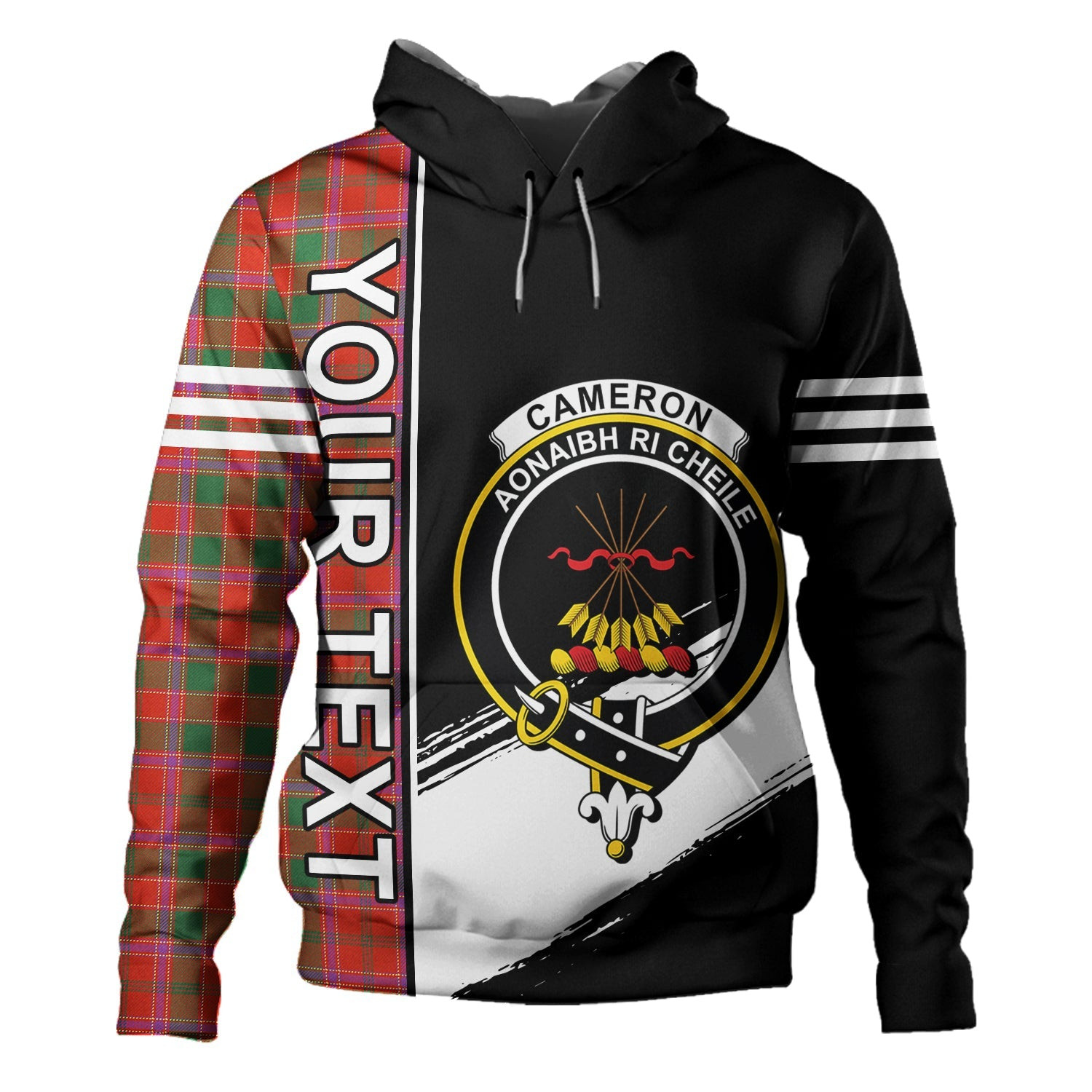 ScotsTee Shop Scottish Cameron of Lochiel #2 (Munro #2) Ancient Clan Crest Tartan Hoodie Quarter Personalized