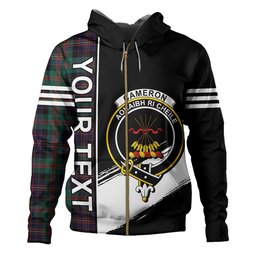 ScotsTee Shop Scottish Cameron of Erracht #3 Modern 2 Clan Crest Tartan Hoodie Quarter Personalized