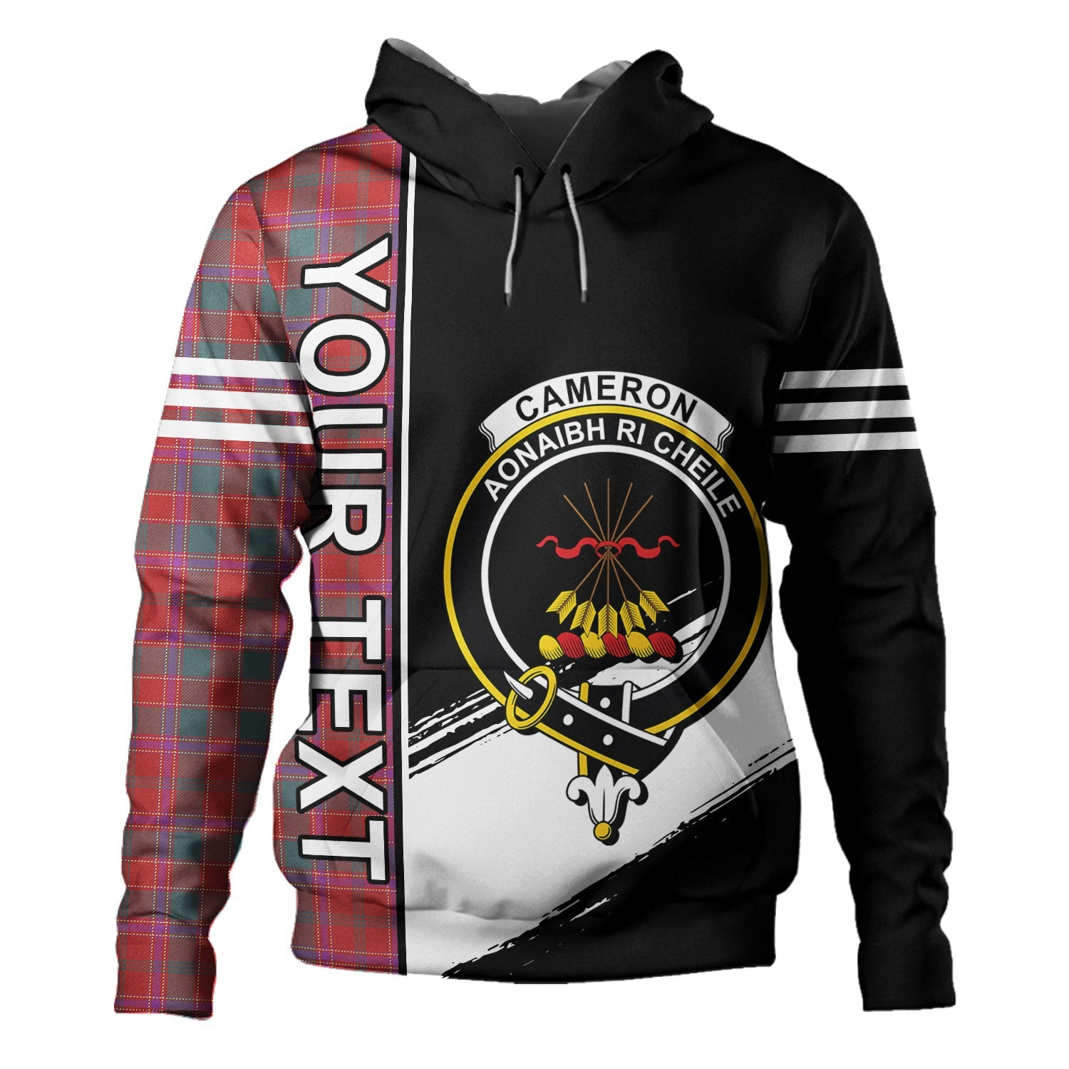 ScotsTee Shop Scottish Cameron of Lochiel #2 (Munro #2) Weathered Clan Crest Tartan Hoodie Quarter Personalized