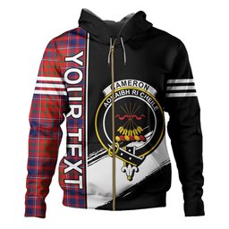 ScotsTee Shop Scottish Cameron of Locheil Modern 2 Clan Crest Tartan Hoodie Quarter Personalized