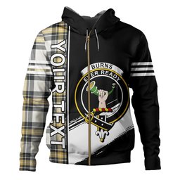 ScotsTee Shop Scottish Burns Weathered Clan Crest Tartan Hoodie Quarter Personalized
