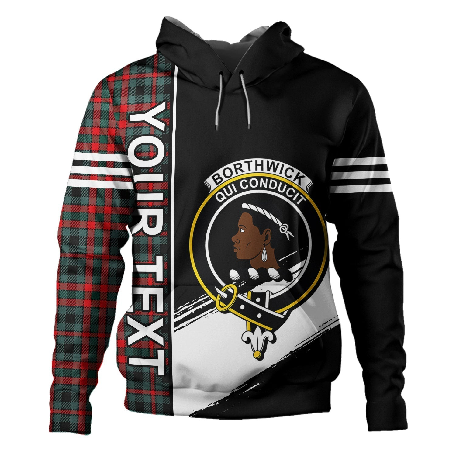 ScotsTee Shop Scottish Borthwick Modern Clan Crest Tartan Hoodie Quarter Personalized