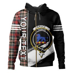 ScotsTee Shop Scottish Bruce of Kinnaird Weathered Clan Crest Tartan Hoodie Quarter Personalized