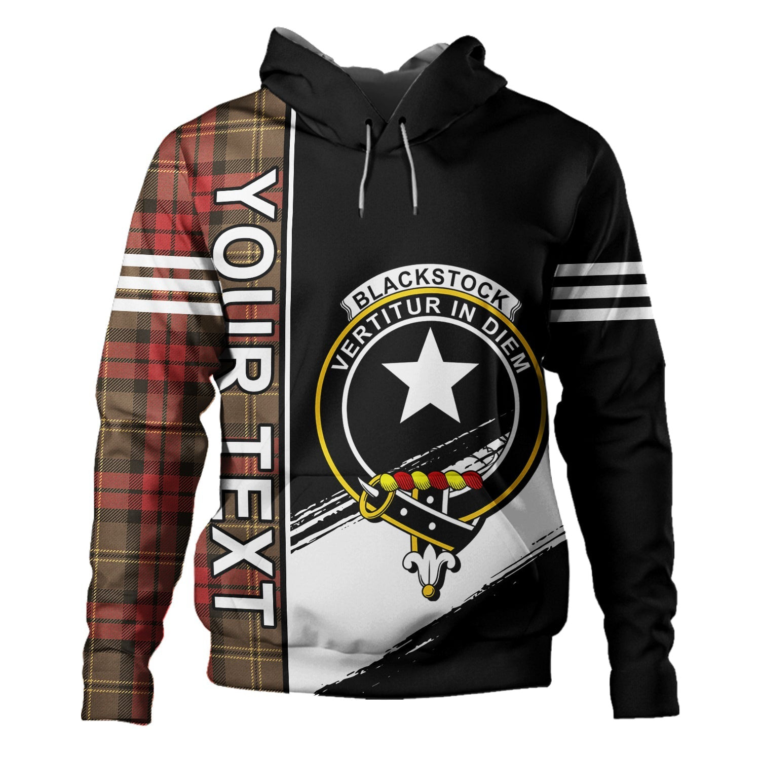 ScotsTee Shop Scottish Blackstock Hunting Weathered Clan Crest Tartan Hoodie Quarter Personalized