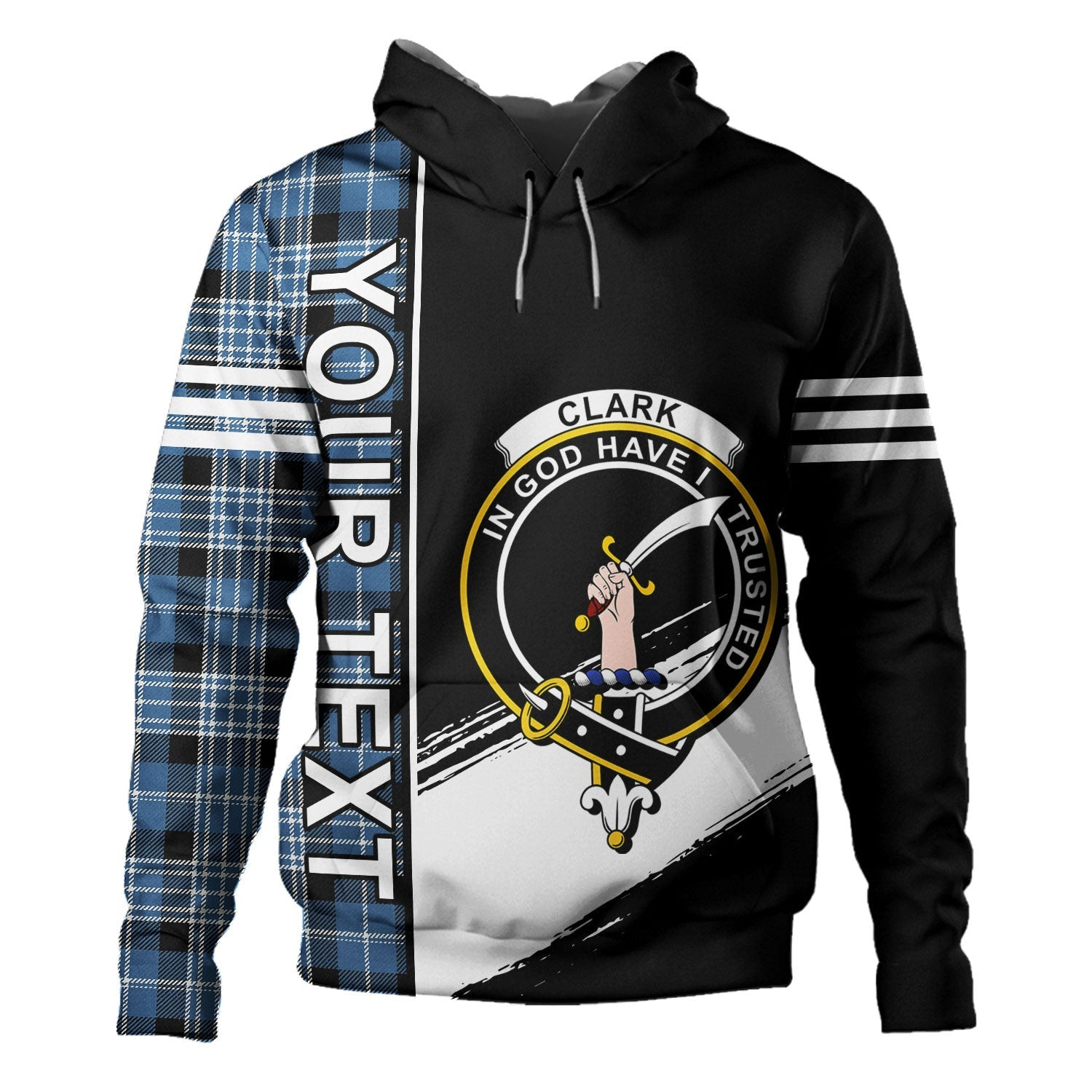 ScotsTee Shop Scottish Clark Modern Clan Crest Tartan Hoodie Quarter Personalized