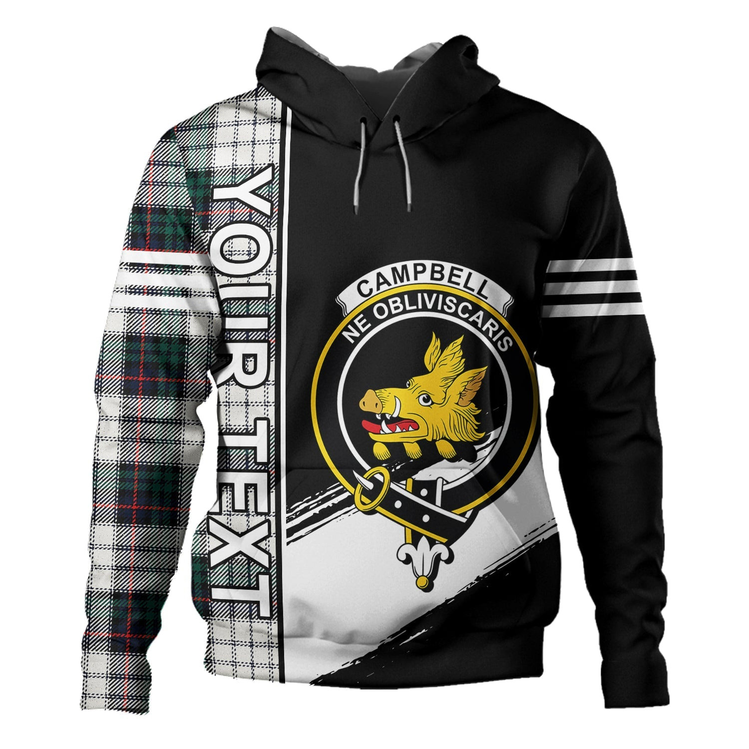 ScotsTee Shop Scottish Campbell of Cawdor Dress Modern 2 Clan Crest Tartan Hoodie Quarter Personalized