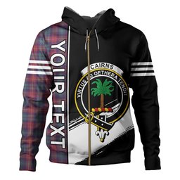 ScotsTee Shop Scottish Cairns of Finavon Weathered Clan Crest Tartan Hoodie Quarter Personalized