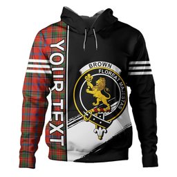 ScotsTee Shop Scottish Brown of Castledean (Broun of Castledean) Ancient Clan Crest Tartan Hoodie Quarter Personalized