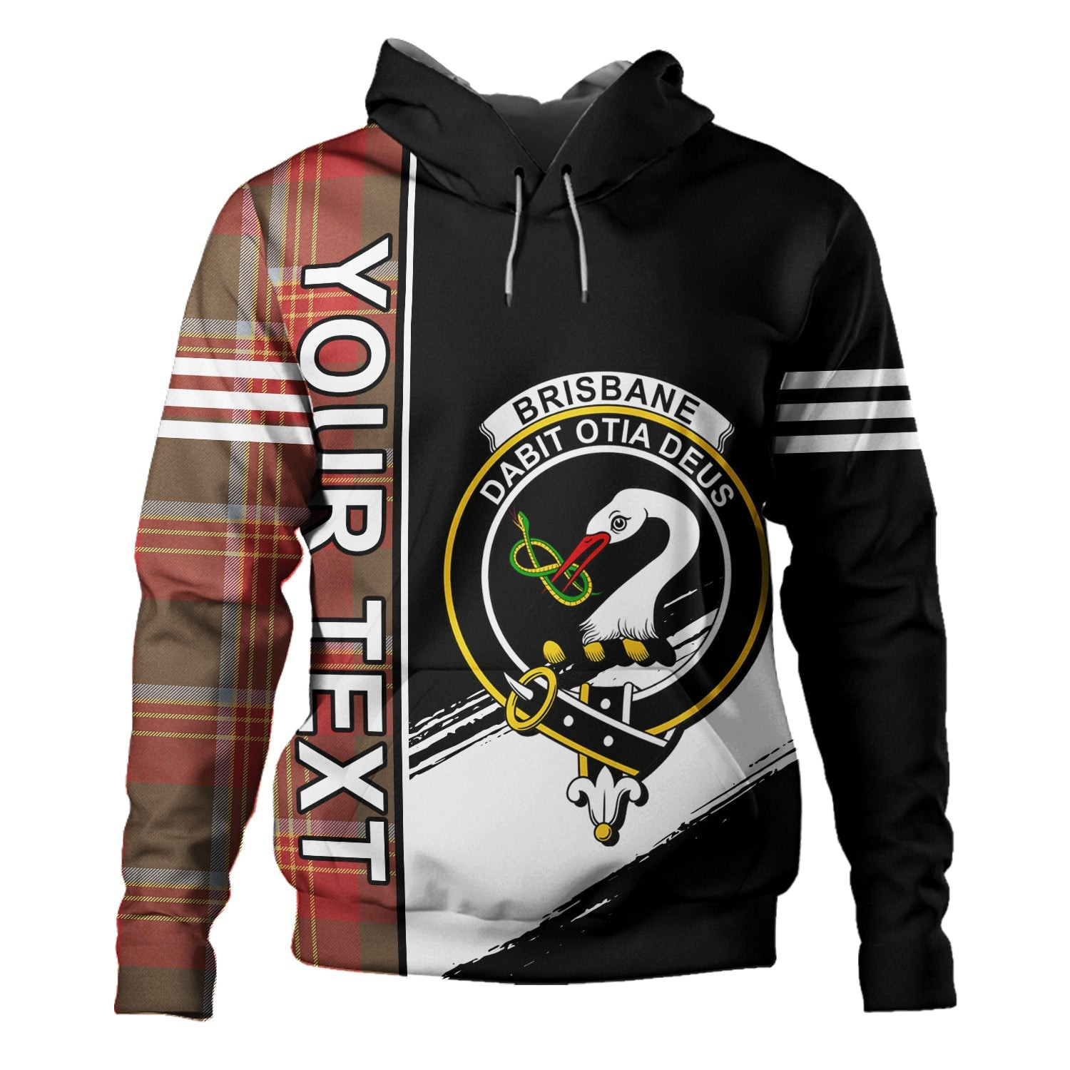 ScotsTee Shop Scottish Brisbane Weathered Clan Crest Tartan Hoodie Quarter Personalized