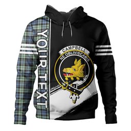 ScotsTee Shop Scottish Campbell of Inveraray Ancient 2 Clan Crest Tartan Hoodie Quarter Personalized