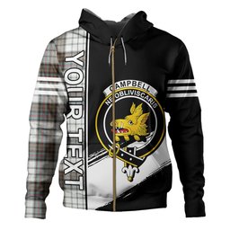 ScotsTee Shop Scottish Campbell of Cawdor Dress Weathered 2 Clan Crest Tartan Hoodie Quarter Personalized