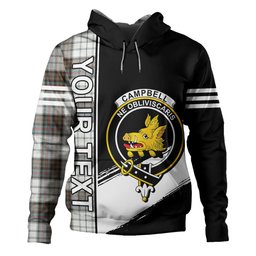 ScotsTee Shop Scottish Campbell of Cawdor Dress Weathered 2 Clan Crest Tartan Hoodie Quarter Personalized