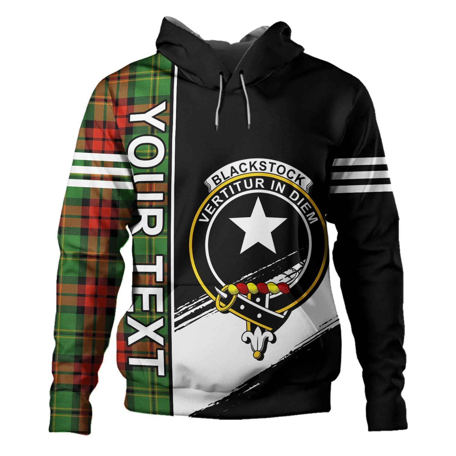 ScotsTee Shop Scottish Blackstock Hunting Ancient Clan Crest Tartan Hoodie Quarter Personalized