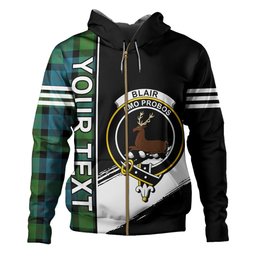 ScotsTee Shop Scottish Blair Ancient Clan Crest Tartan Hoodie Quarter Personalized