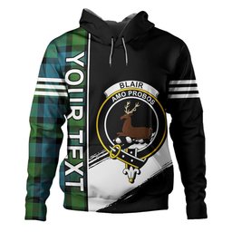 ScotsTee Shop Scottish Blair Ancient Clan Crest Tartan Hoodie Quarter Personalized