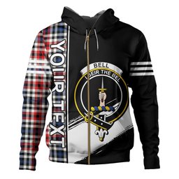ScotsTee Shop Scottish Bell Border (Bell Southern Bell) Modern Clan Crest Tartan Hoodie Quarter Personalized