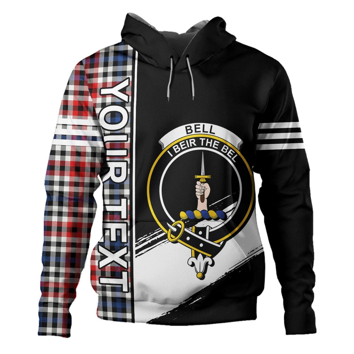 ScotsTee Shop Scottish Bell Border (Bell Southern Bell) Modern Clan Crest Tartan Hoodie Quarter Personalized