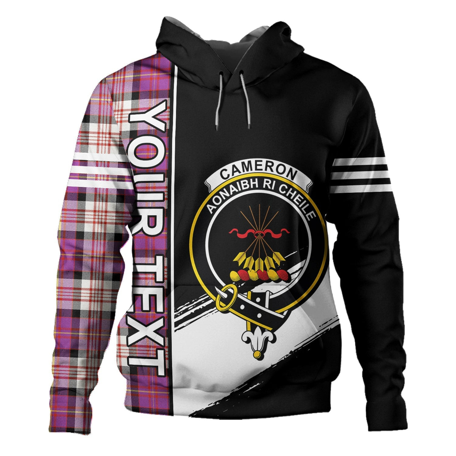 ScotsTee Shop Scottish Cameron of Erracht Dress #2 Ancient 2 Clan Crest Tartan Hoodie Quarter Personalized
