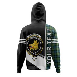ScotsTee Shop Scottish Campbell of Argyll Ancient 2 Clan Crest Tartan Hoodie Quarter Personalized