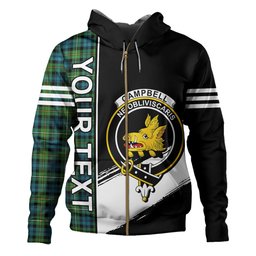 ScotsTee Shop Scottish Campbell of Argyll Ancient 2 Clan Crest Tartan Hoodie Quarter Personalized