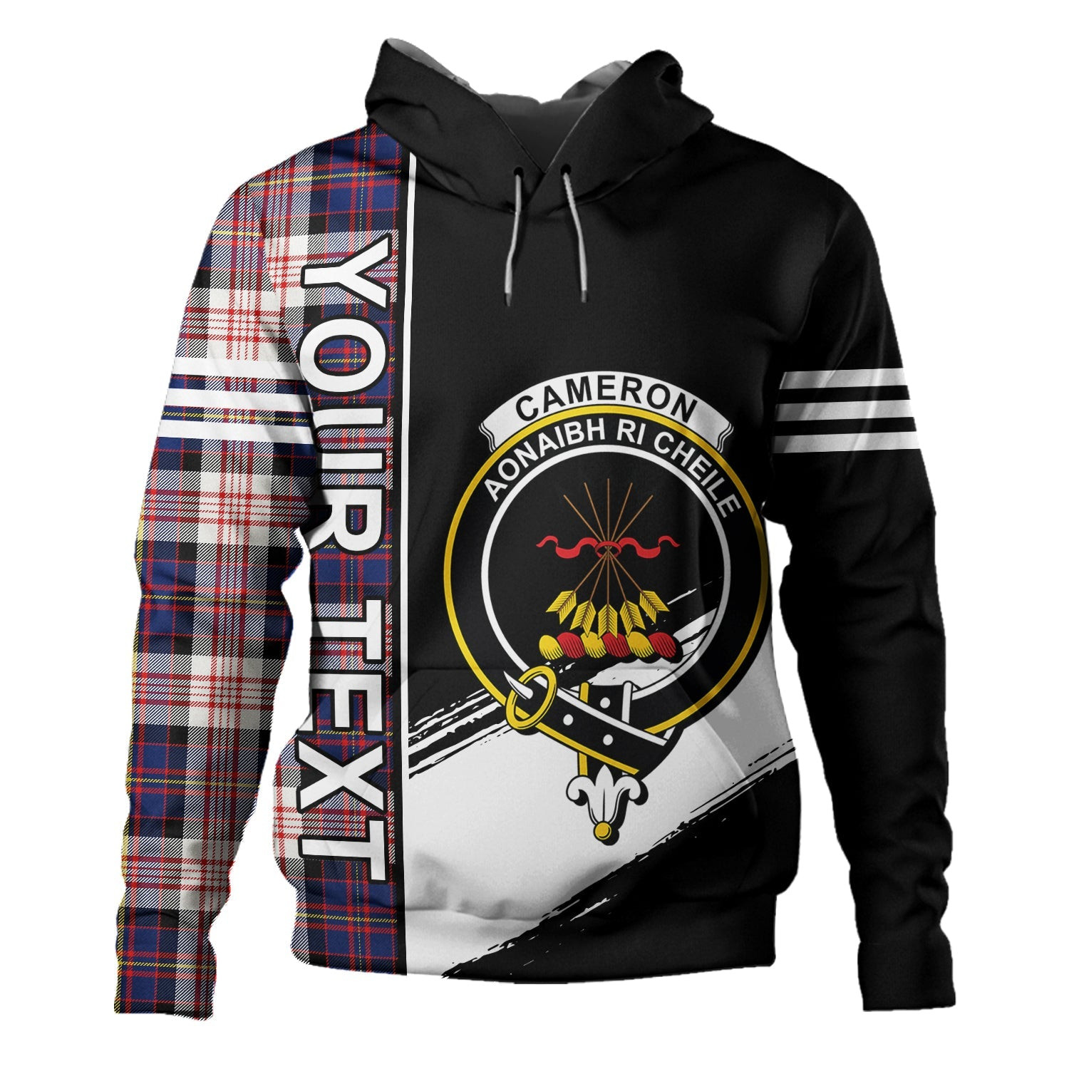 ScotsTee Shop Scottish Cameron of Erracht Dress #2 Modern 2 Clan Crest Tartan Hoodie Quarter Personalized