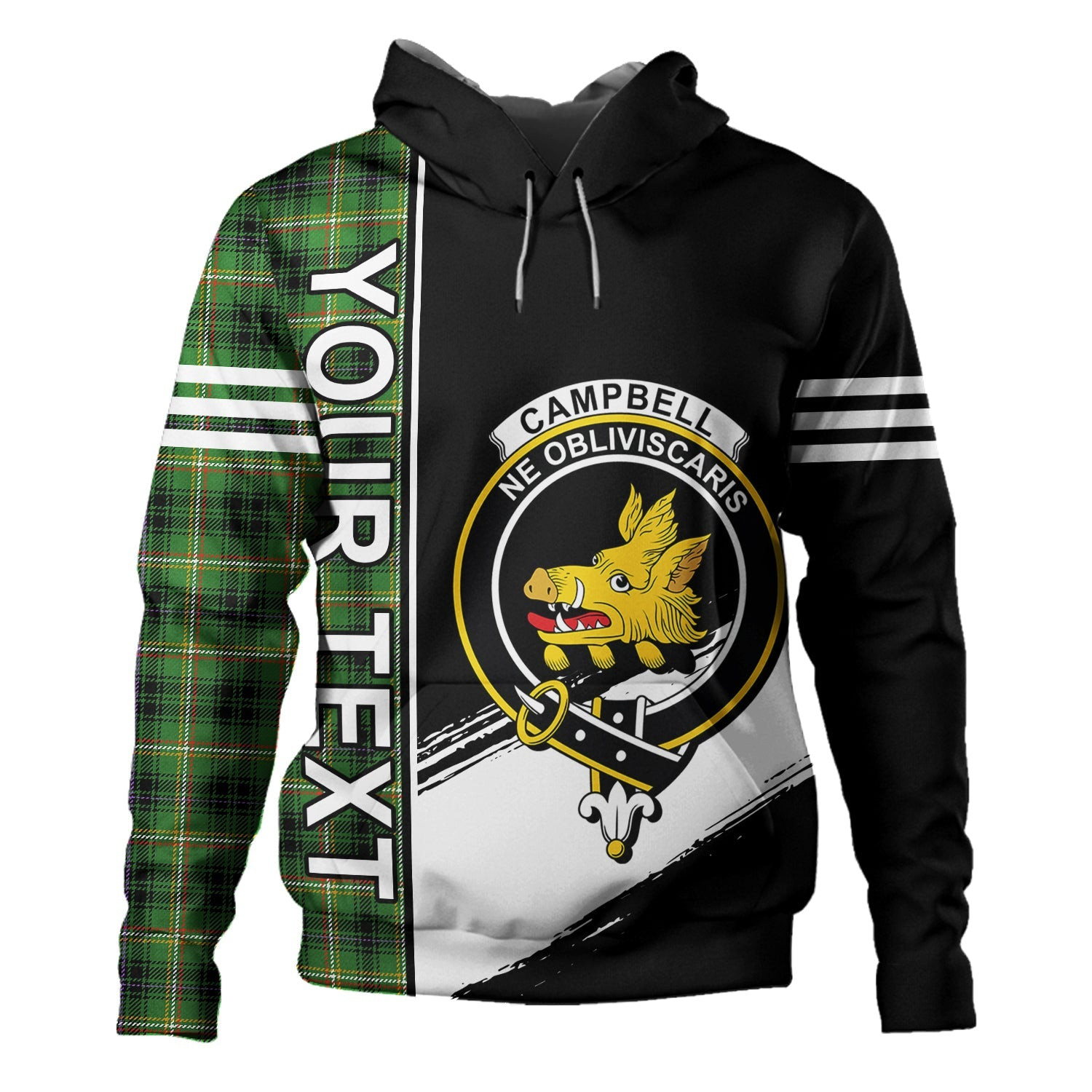 ScotsTee Shop Scottish Campbell Marquis of Lorne Ancient 2 Clan Crest Tartan Hoodie Quarter Personalized