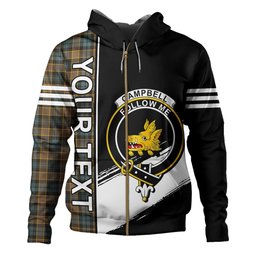 ScotsTee Shop Scottish Campbell of Breadalbane Weathered 2 Clan Crest Tartan Hoodie Quarter Personalized
