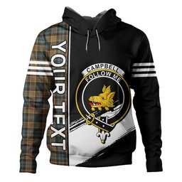 ScotsTee Shop Scottish Campbell of Breadalbane Weathered 2 Clan Crest Tartan Hoodie Quarter Personalized