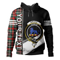 ScotsTee Shop Scottish Bruce of Kinnaird Modern Clan Crest Tartan Hoodie Quarter Personalized