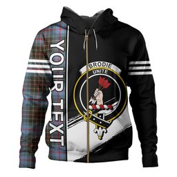 ScotsTee Shop Scottish Brodie Hunting Weathered Clan Crest Tartan Hoodie Quarter Personalized