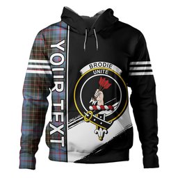 ScotsTee Shop Scottish Brodie Hunting Weathered Clan Crest Tartan Hoodie Quarter Personalized
