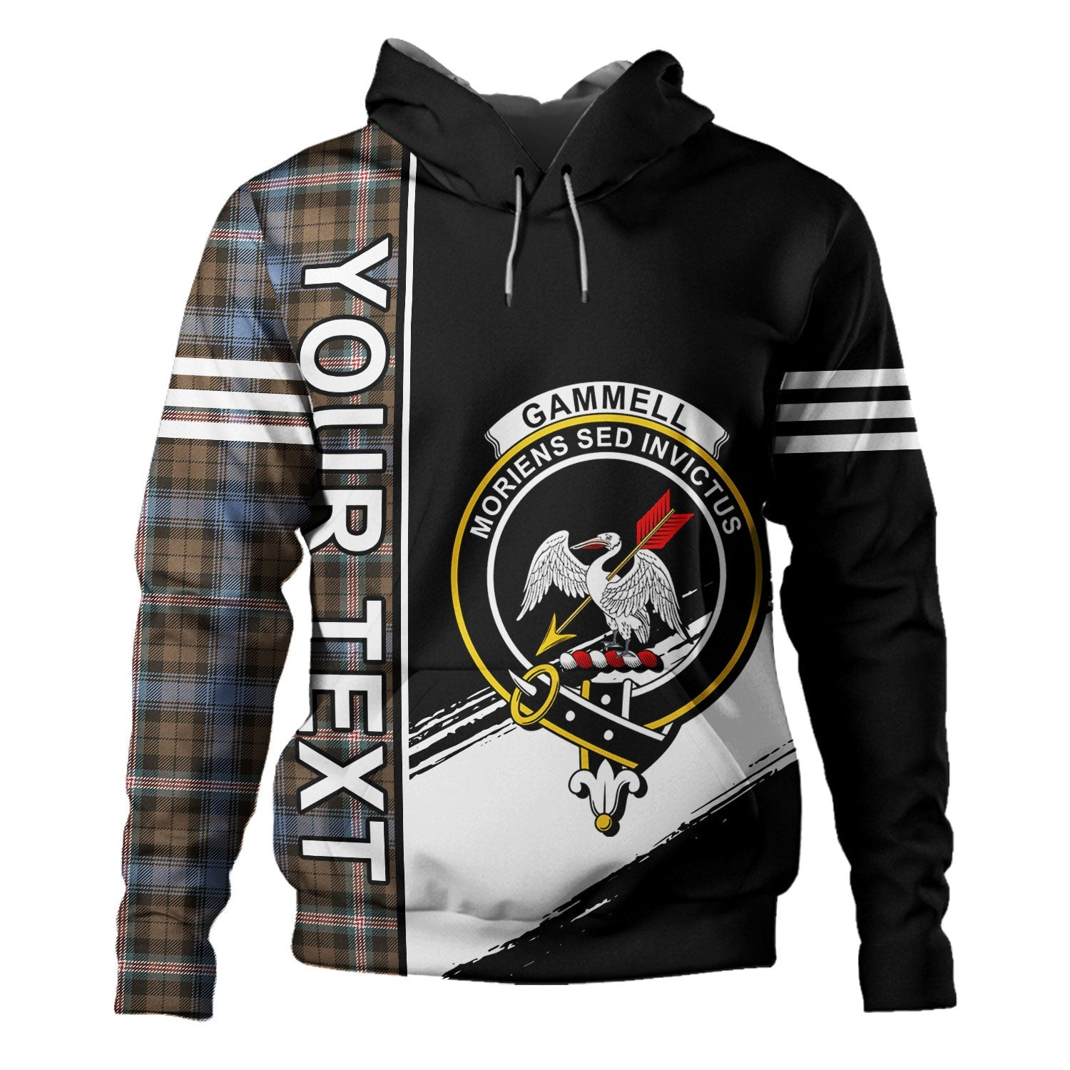 ScotsTee Shop Scottish Gammell Weathered Clan Crest Tartan Hoodie Quarter Personalized