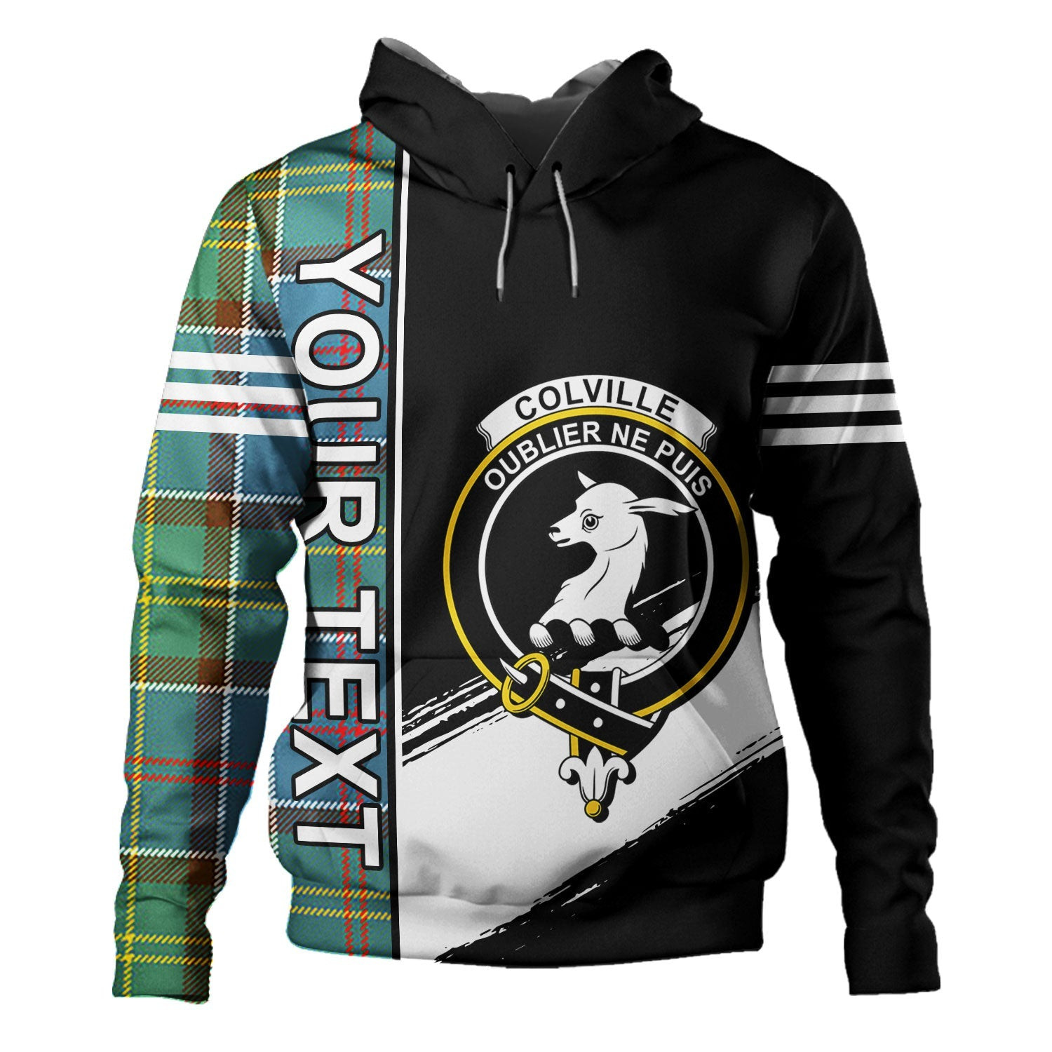 ScotsTee Shop Scottish Colville District Clan Crest Tartan Hoodie Quarter Personalized