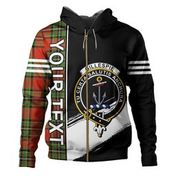 ScotsTee Shop Scottish Gillespie Ancient Clan Crest Tartan Hoodie Quarter Personalized