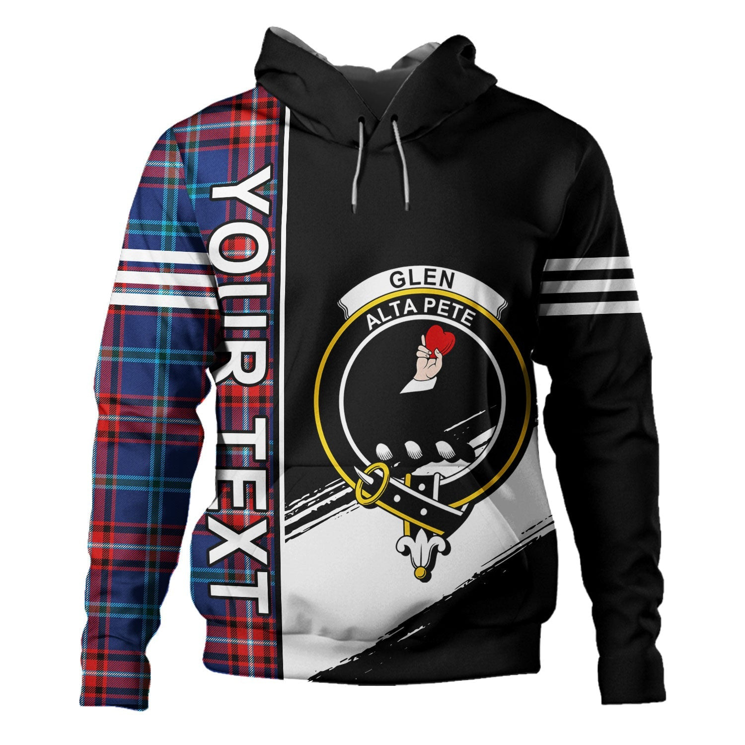 ScotsTee Shop Scottish Glenn Modern Clan Crest Tartan Hoodie Quarter Personalized