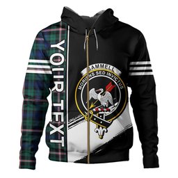 ScotsTee Shop Scottish Gammell Modern Clan Crest Tartan Hoodie Quarter Personalized