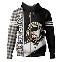 ScotsTee Shop Scottish Halliday (Holliday) Weathered Clan Crest Tartan Hoodie Quarter Personalized