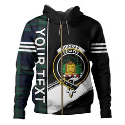 ScotsTee Shop Scottish Dundas Modern Clan Crest Tartan Hoodie Quarter Personalized