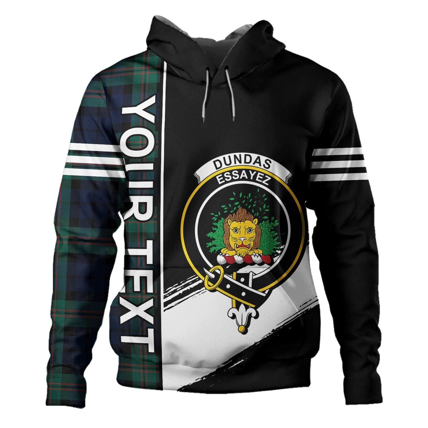 ScotsTee Shop Scottish Dundas Modern Clan Crest Tartan Hoodie Quarter Personalized
