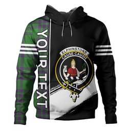 ScotsTee Shop Scottish Elphinstone Ancient Clan Crest Tartan Hoodie Quarter Personalized