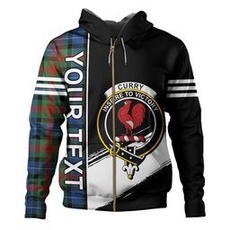 ScotsTee Shop Scottish Curry (Currie) Modern Clan Crest Tartan Hoodie Quarter Personalized