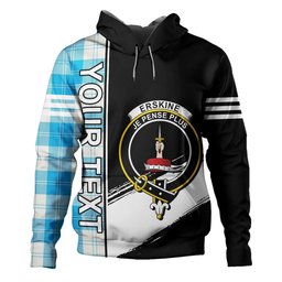 ScotsTee Shop Scottish Erskine Blue Clan Crest Tartan Hoodie Quarter Personalized